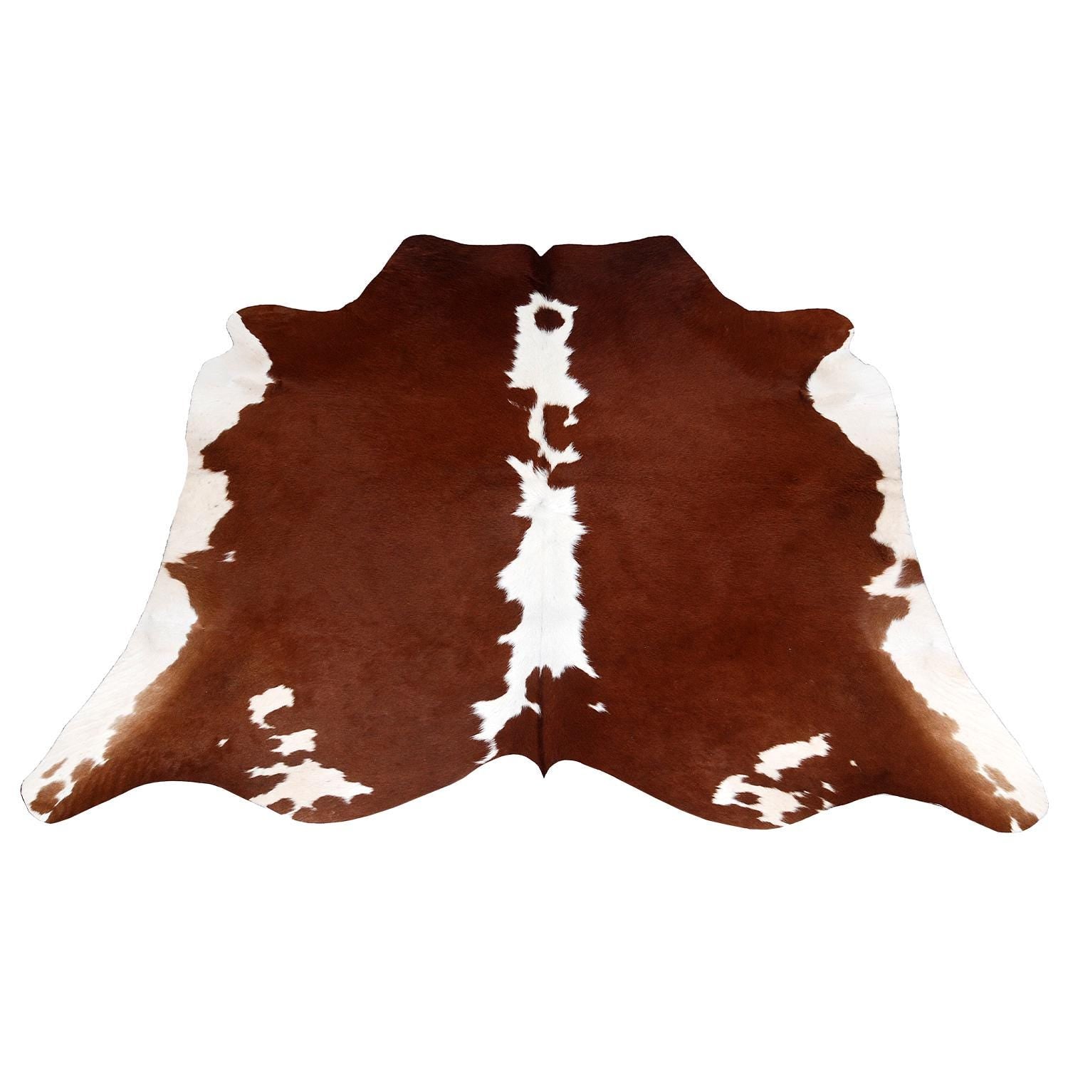 Handcrafted Luxury Brown & White Cowhide Rug - Hypoallergenic, Non-Slip Backing, Unique Beauty - Durable - Versatile for Bedroom/Living Room