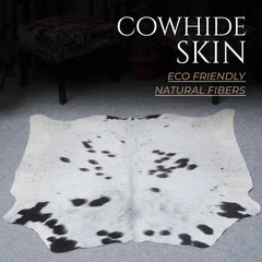 Luxurious Handcrafted Brown and White Cowhide Rug with Non-Slip Backing - Hypoallergenic, Unique Beauty for Bedroom/Living Room - Durable
