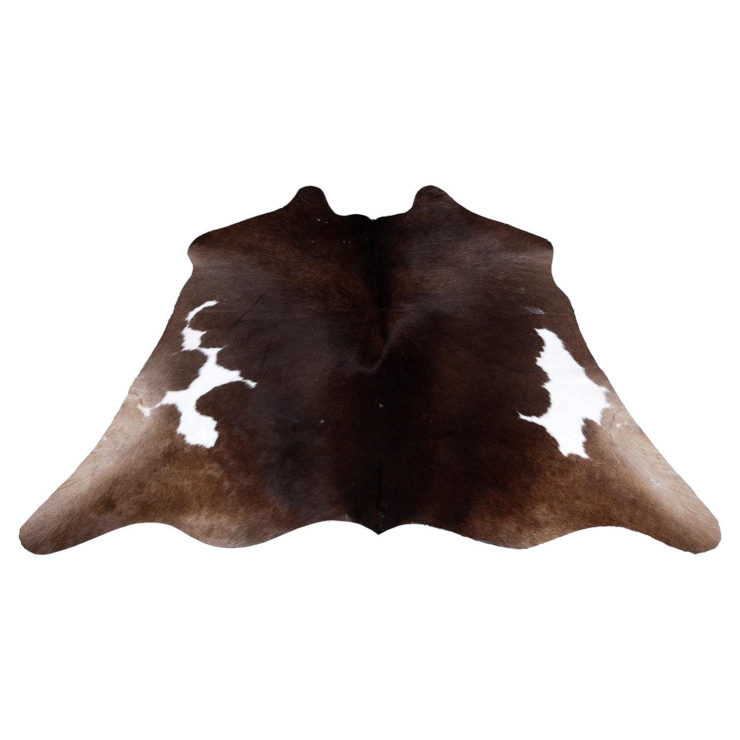Luxurious Natural Cowhide Rug - Dark Brown & White Animal Print Small Area Rug - Hypoallergenic, Non Shedding, Handcrafted Quality - Free