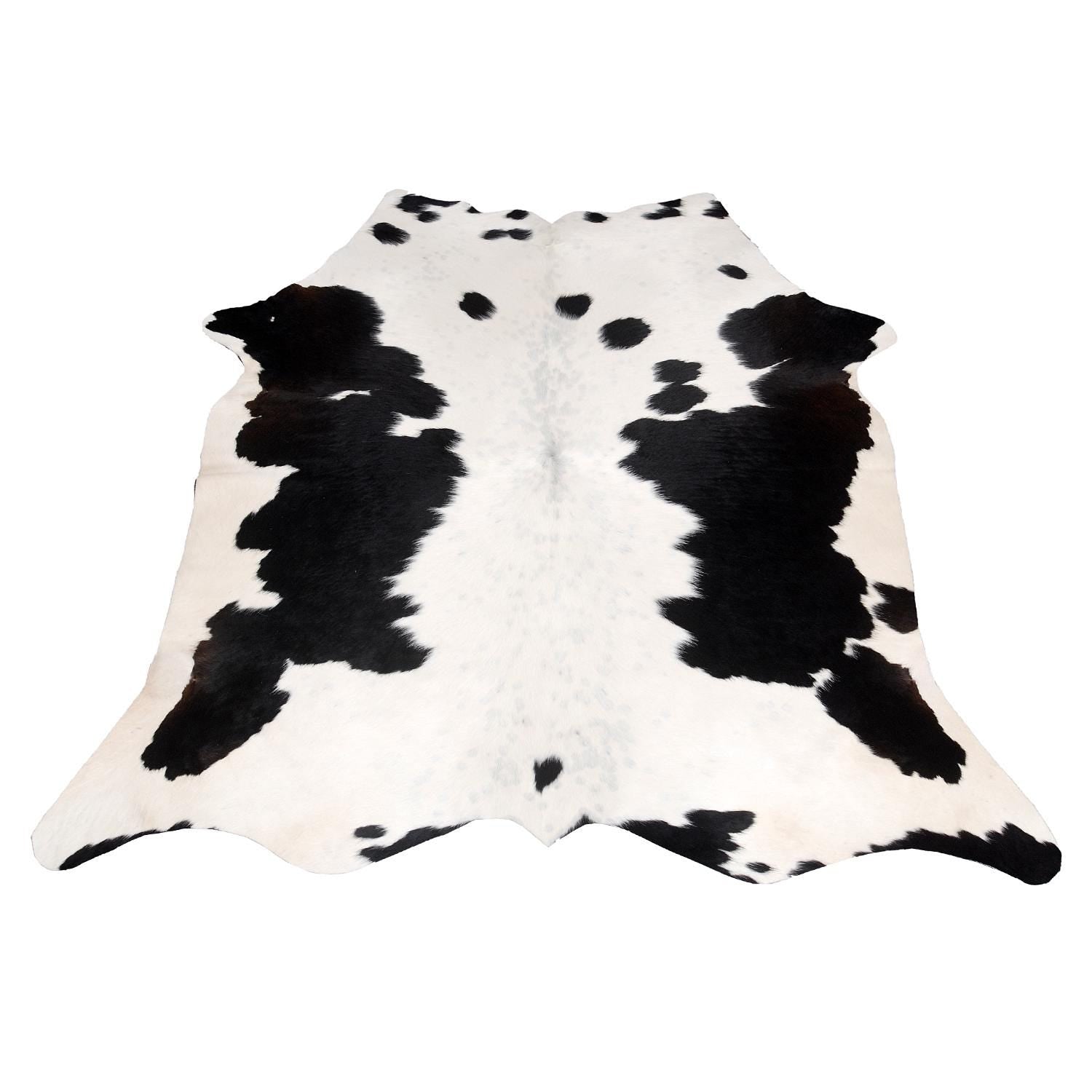 Luxurious Black and White Cowhide Rug - Hypoallergenic, Non-Slip, Handcrafted, Unique Beauty - Adds Sophistication to Any Room