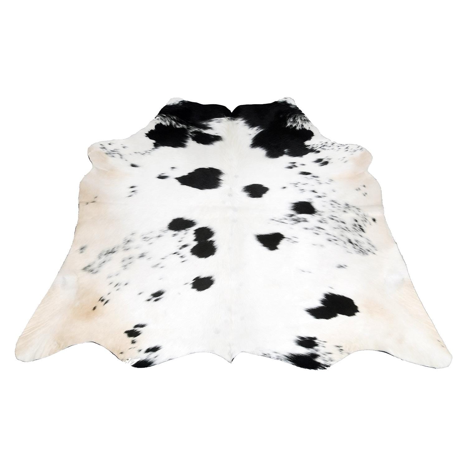 Luxurious Medium Black and White Cowhide Rug | Hypoallergenic, Non-Slip Backing, Handcrafted Quality | Unique Natural Beauty for Bedroom