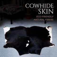 Luxurious Handcrafted Black & White Cowhide Rug - Hypoallergenic, Durable, and Unique Beauty for Modern Home Decor
