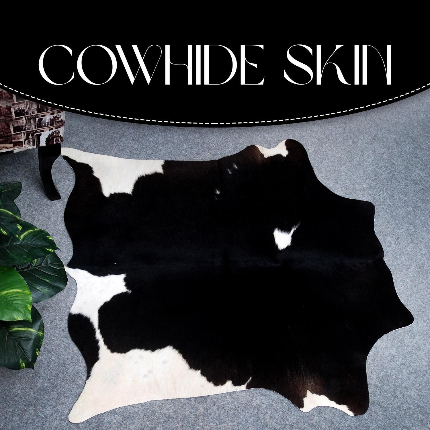 Luxury Black and White Cowhide Rug - Hypoallergenic Hair on Salt & Pepper Rug for Home Décor - Durable, Versatile, Handcrafted Beauty