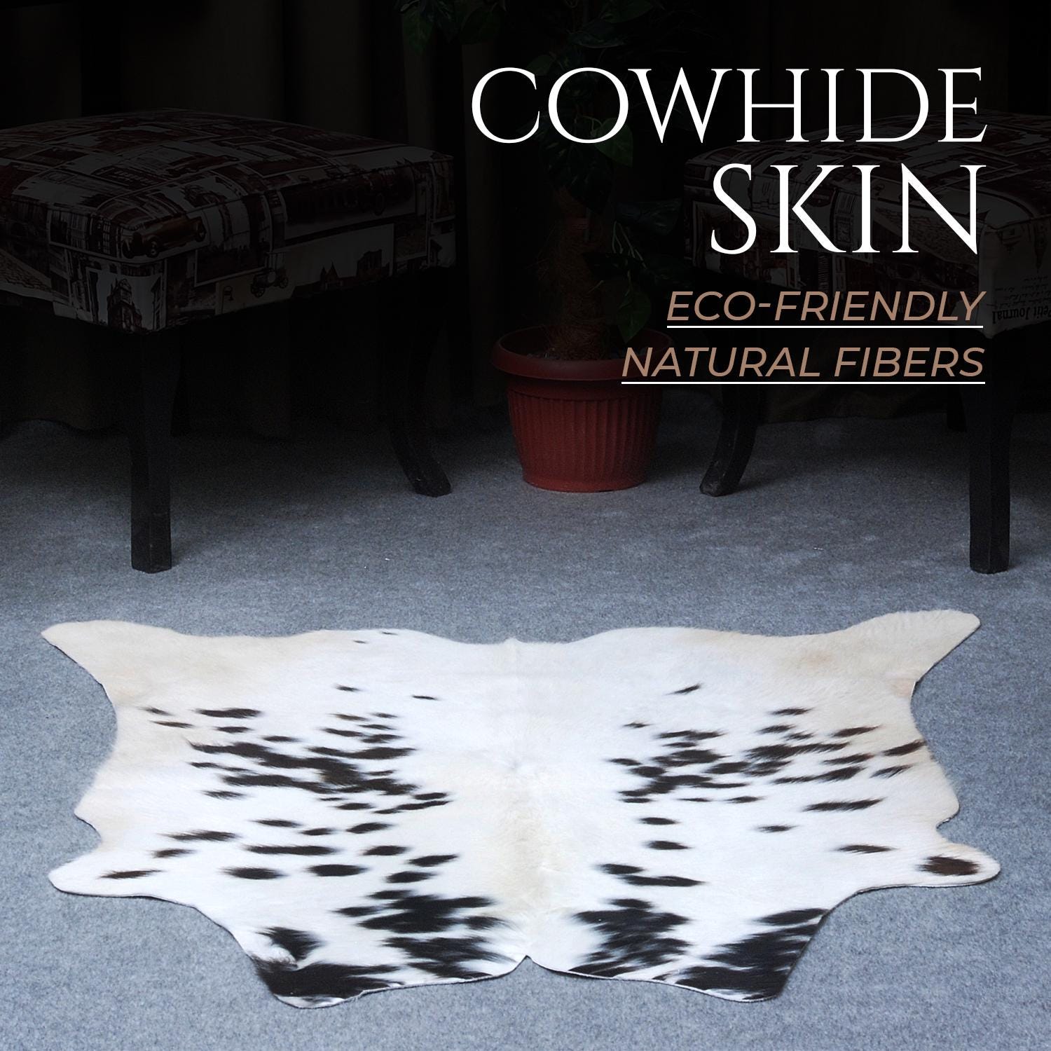 Luxury Black and White Cowhide Rug | Small Size | Hypoallergenic & Non-Shedding | Handcrafted Natural Beauty | Free UK Shipping