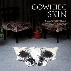 Luxury Black and White Cowhide Rug - Small Size, Hypoallergenic, Non Shedding, Handcrafted Beauty with Unique Natural Patterns