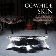 Luxurious Small Black and White Hair on Salt & Pepper Cowhide Rug - Handcrafted Hypoallergenic Home Décor Accent