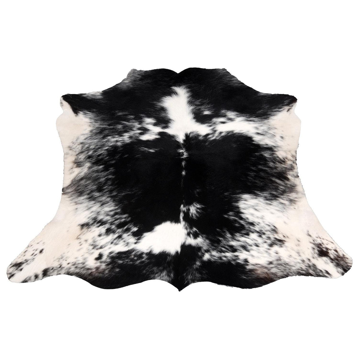 Luxurious Small Black and White Hair on Salt & Pepper Cowhide Rug - Handcrafted Hypoallergenic Home Décor Accent