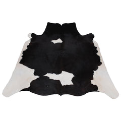 Luxurious Medium Cowhide Rug in Dark Brown & White for Warm Living Room/ Bedroom Ambiance
