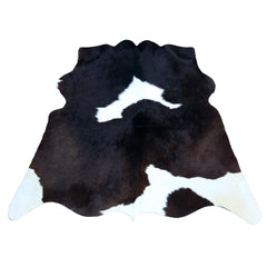 Luxurious Natural Cowhide Rug with Unique Brown and White Hair | Handcrafted Medium Size for Elegant Home Decor