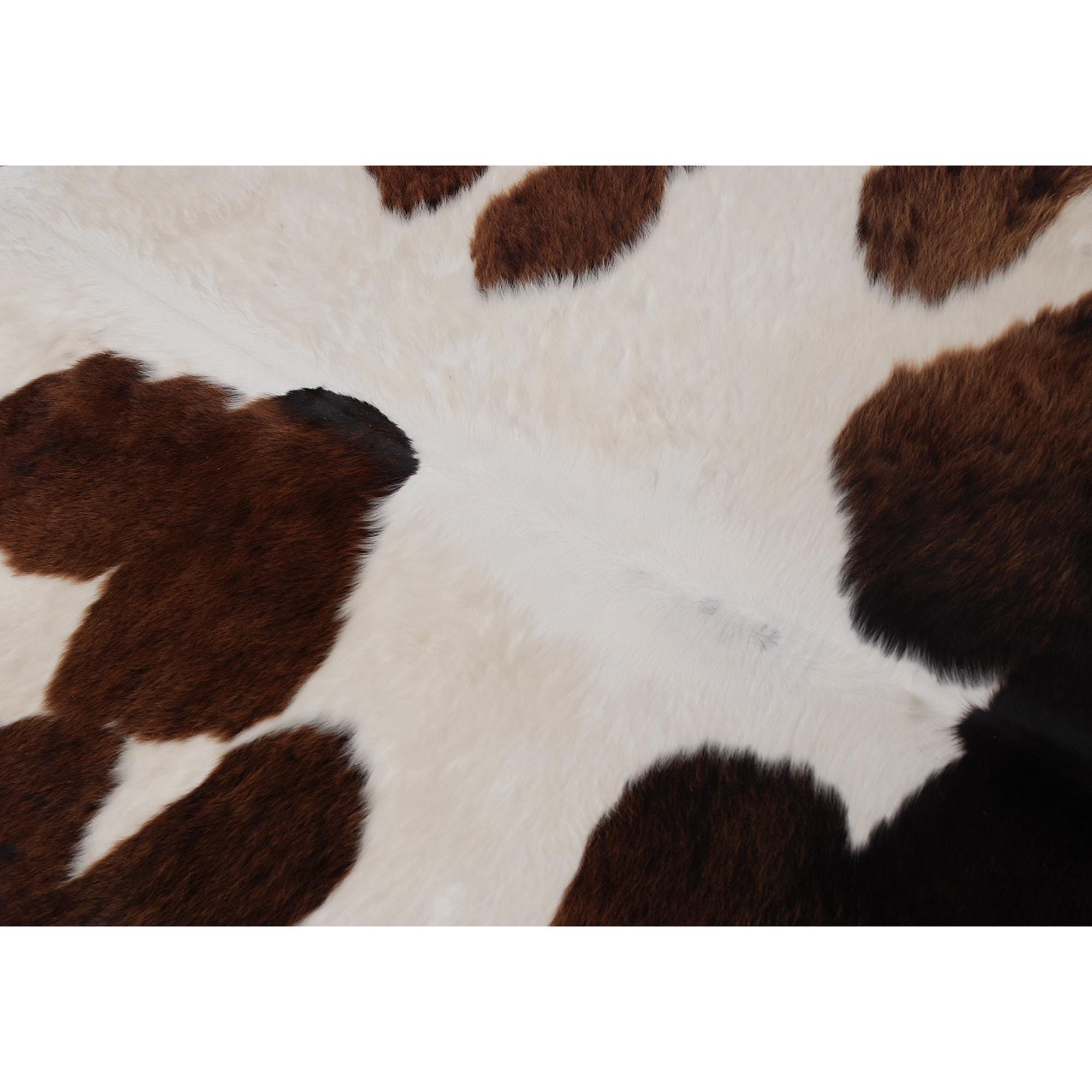 Luxury Handcrafted Brown & White Cowhide Rug - Hypoallergenic, Non-Slip Backing, Unique Natural Beauty - Durable - Versatile Home Decor