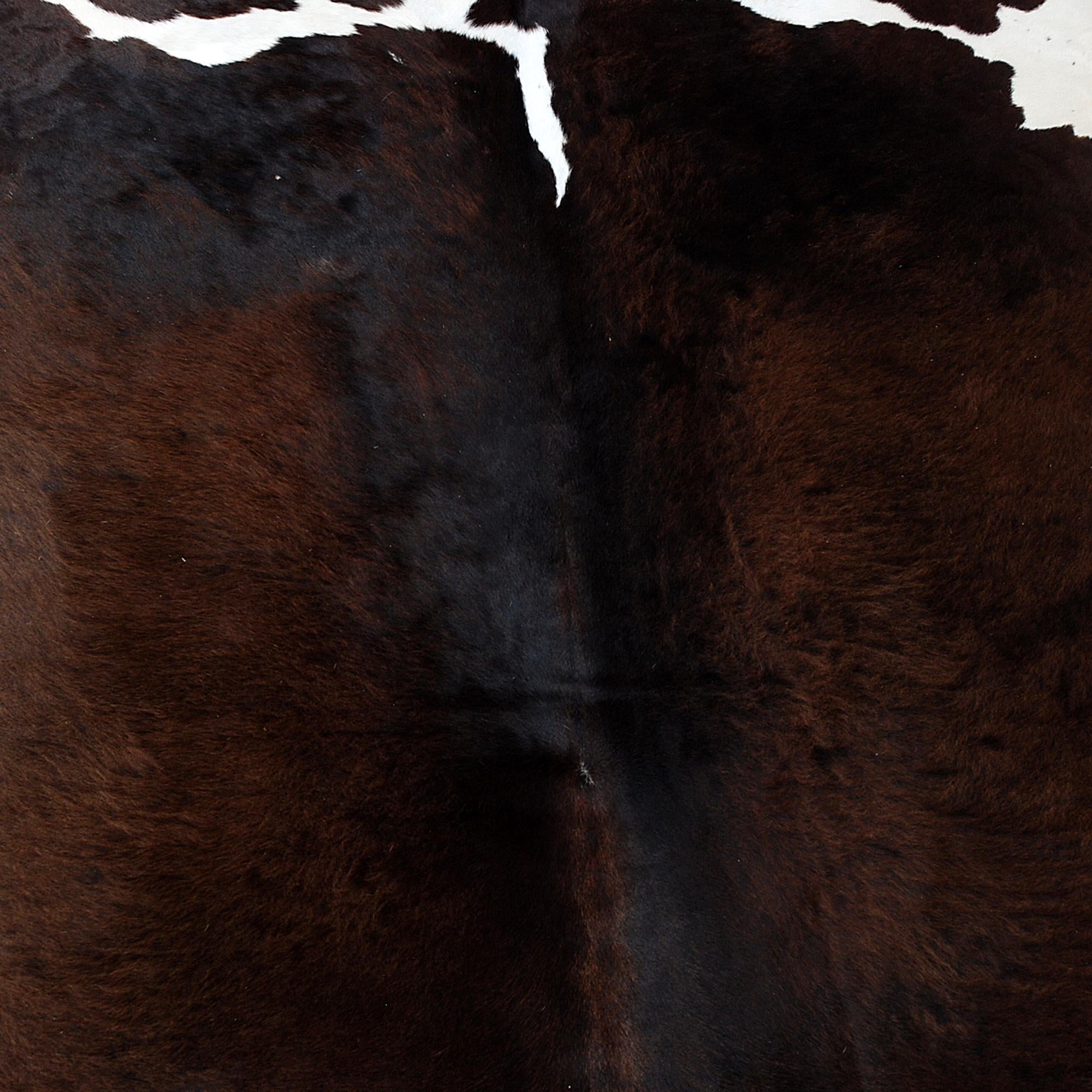 Luxurious Dark Brown & White Cowhide Rug | Medium Size | Hypoallergenic - Durable | Handcrafted Beauty for Rustic Charm