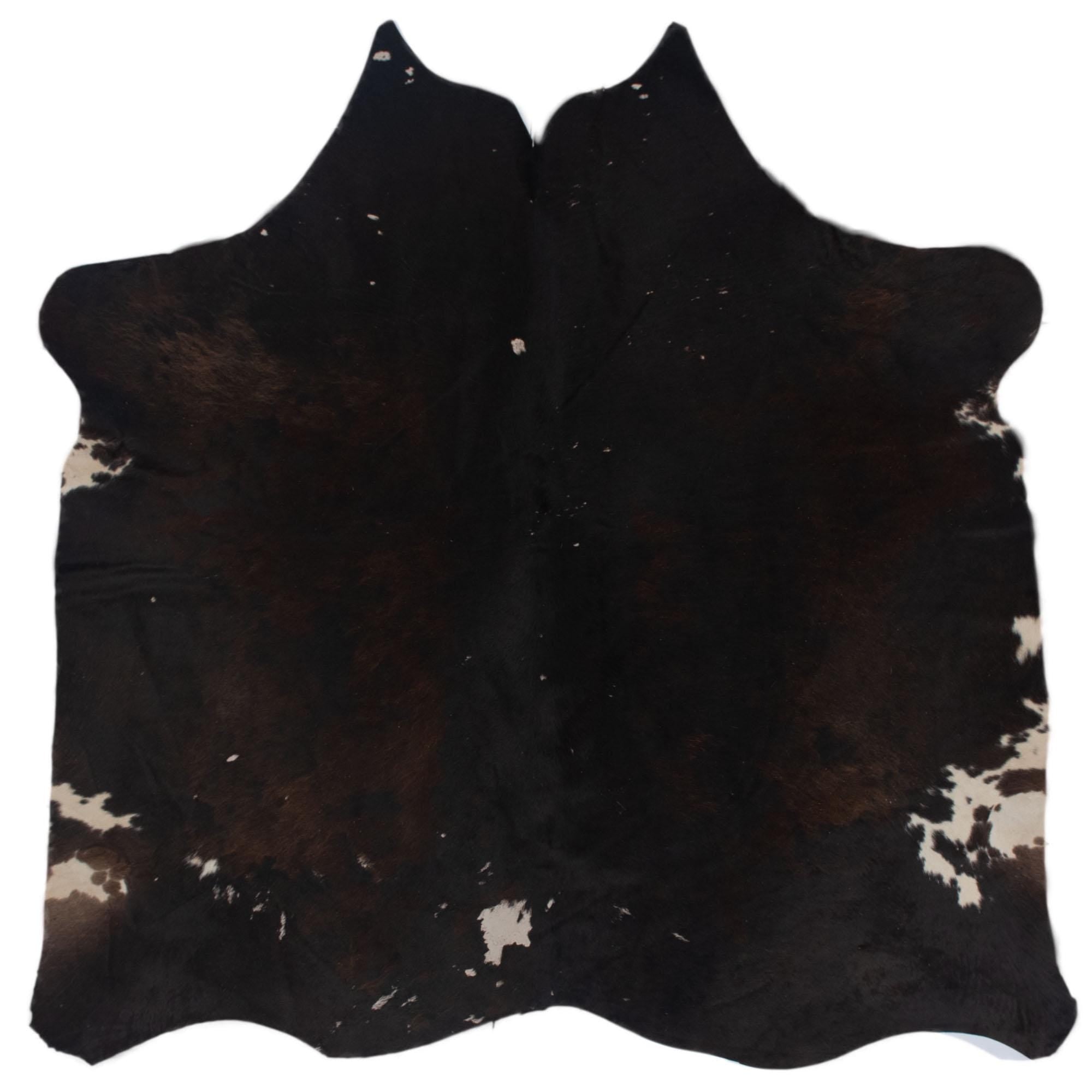 Handcrafted Dark Brown & White Cowhide Rug | Hypoallergenic - Non-Slip | Durable - Unique Medium Size 16-20 sq ft | Modern Home Decor