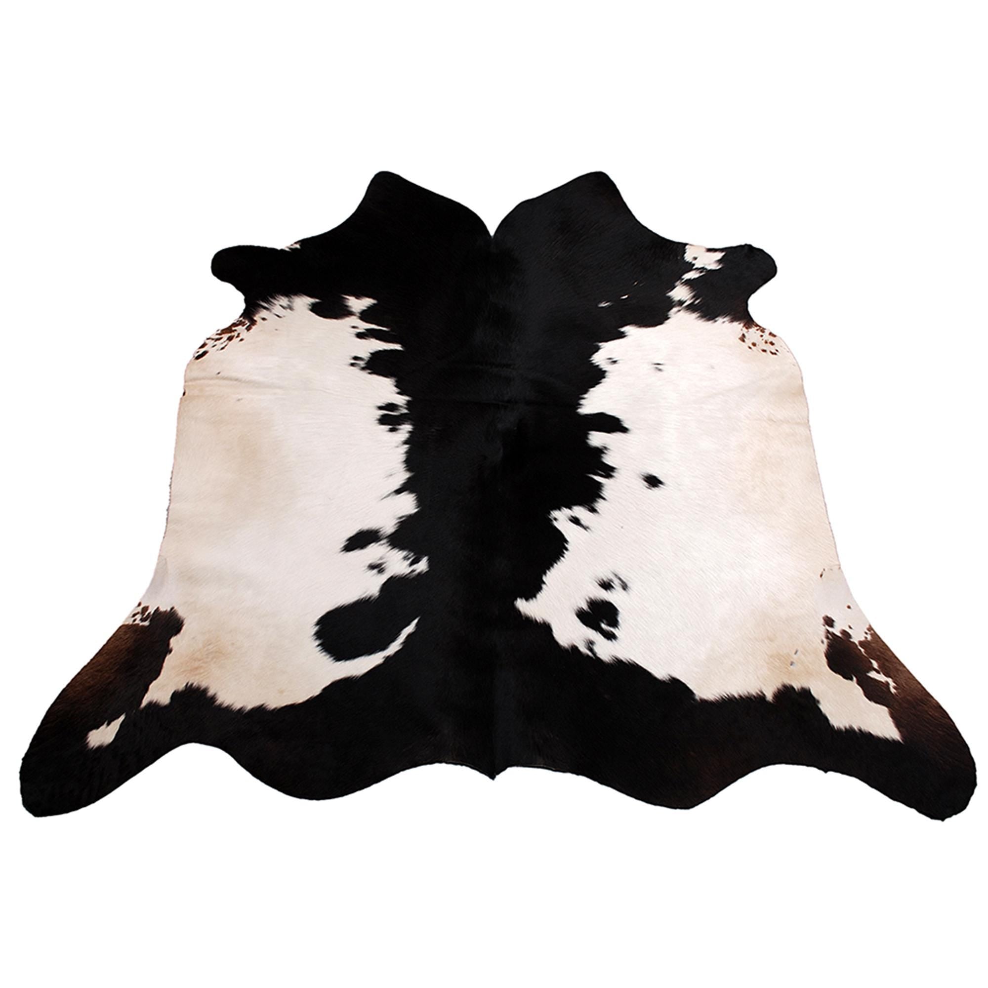 Luxurious Medium Brown & White Cowhide Rug with Hypoallergenic Properties - Unique Animal Pattern - Handcrafted Natural Hide for Timeless