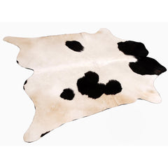 Luxurious Handcrafted Brown and White Cowhide Rug with Hypoallergenic Backing - Unique Beauty and Timeless Style for Living Room or Bedroom