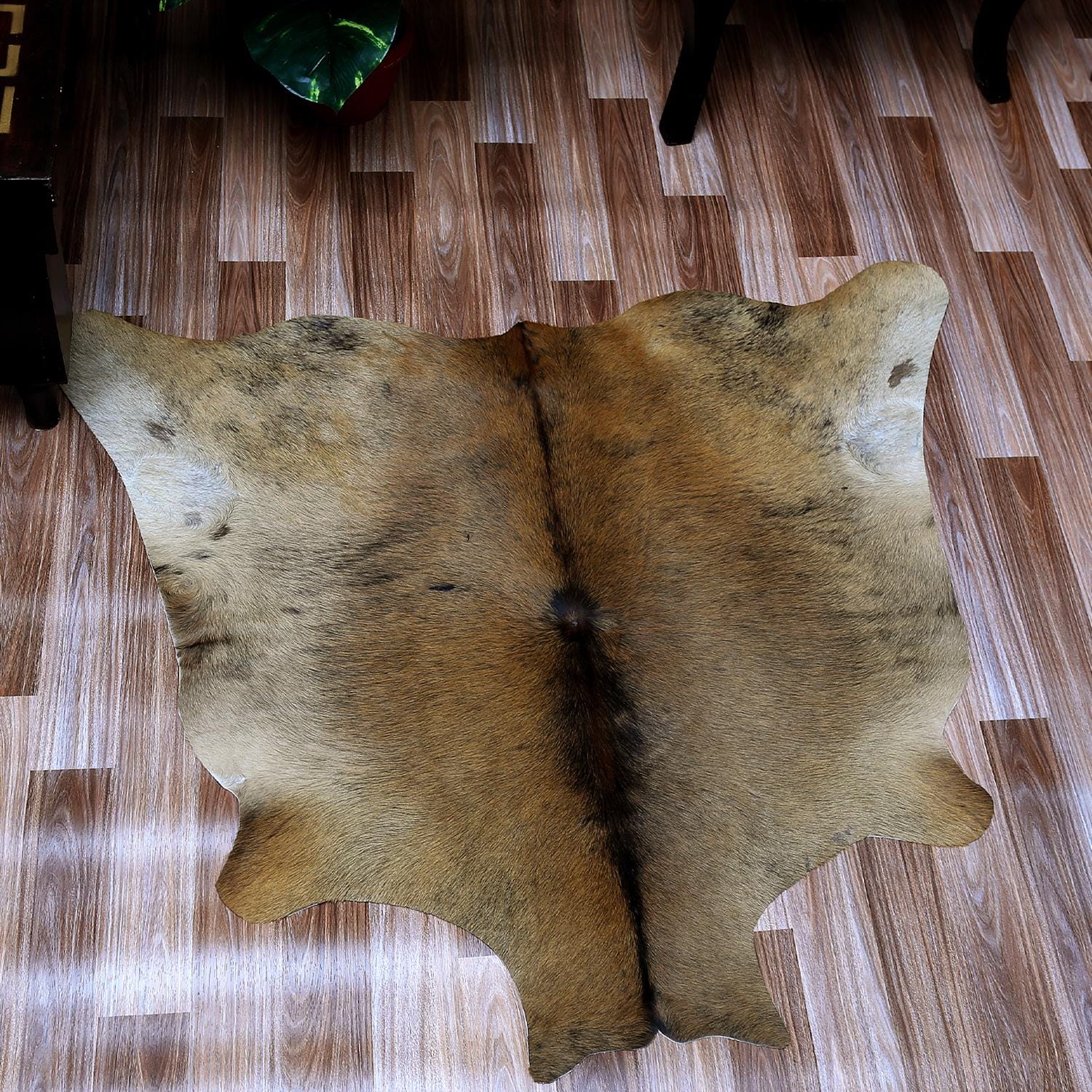 Luxurious Brown and White Cowhide Rug - Hypoallergenic, Handcrafted, Unique Beauty, Durable Medium Size Rug for Home Décor