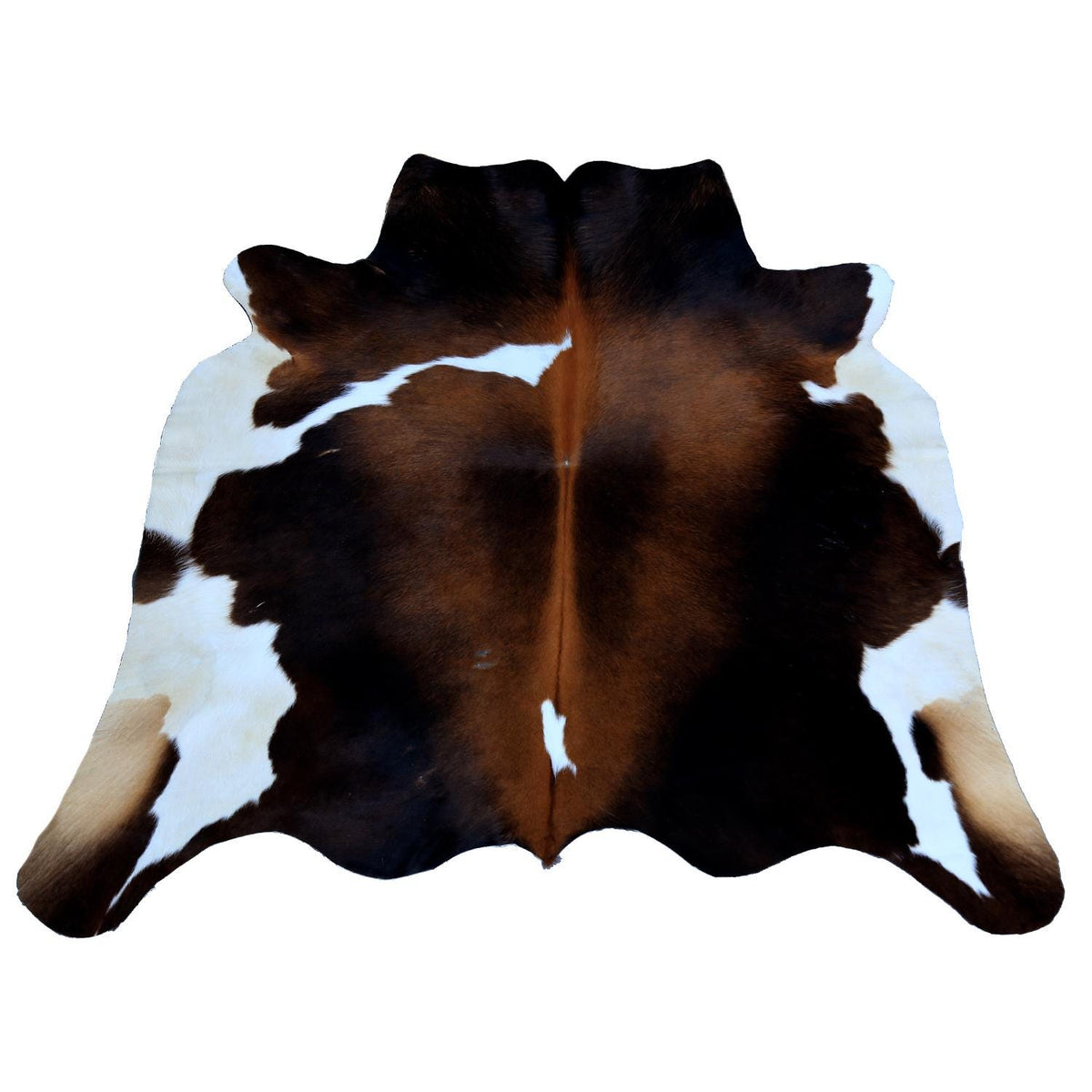 Luxury Dark Brown & White Cowhide Rug for Bedroom - Living Room - Hypoallergenic, Durable - Handcrafted - Medium Size