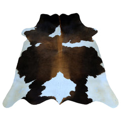 Luxury Handcrafted Dark Brown & White Cowhide Rug for Warm - Rustic Decor - Medium Size (16-20 sq ft)