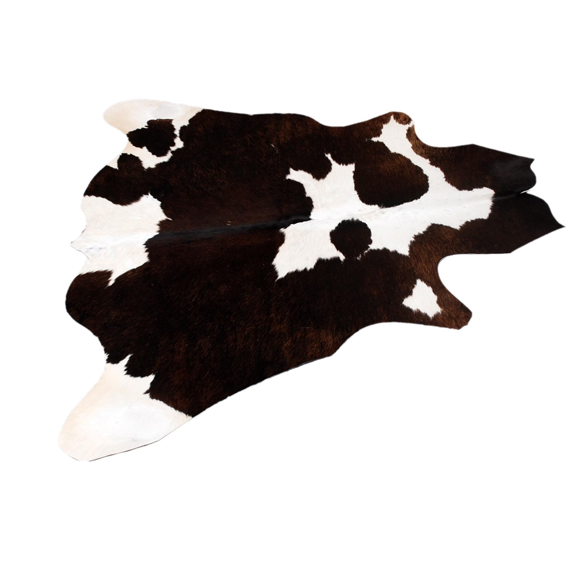 Luxurious Dark Brown & White Cowhide Rug - Hypoallergenic, Handcrafted, Durable - Versatile Medium Animal Print Area Rug
