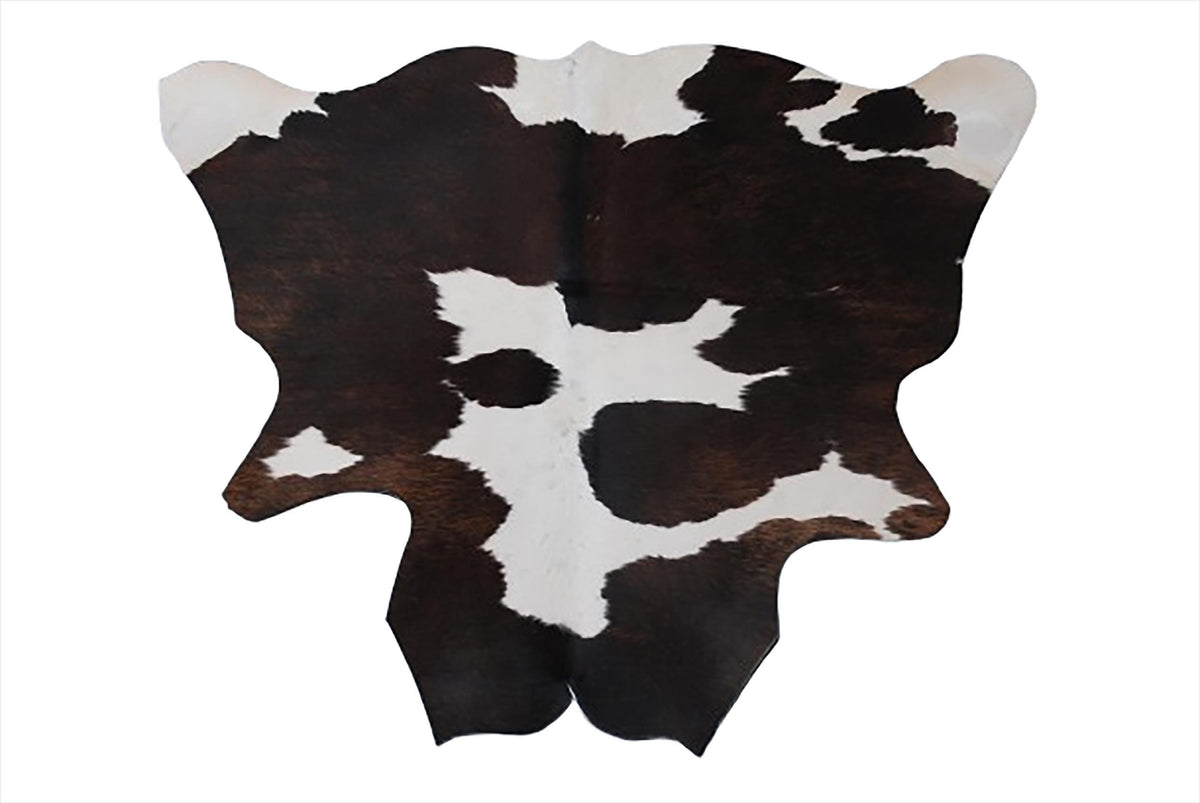 Luxurious Dark Brown & White Cowhide Rug - Hypoallergenic, Handcrafted, Durable - Versatile Medium Animal Print Area Rug