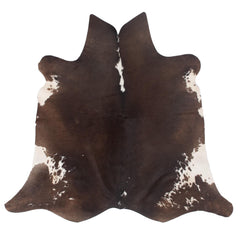 Handcrafted Dark Brown & White Cowhide Rug | Luxurious Medium Animal Print Area Rug for Warm - Inviting Spaces