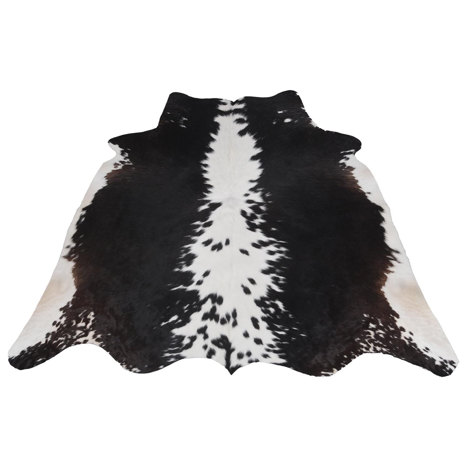 Luxurious Medium Cowhide Rug - Classic Brown & White - Handcrafted, Hypoallergenic, Durable, Unique Animal Pattern - Perfect for Living Room