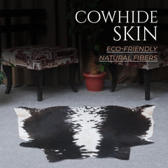 Luxurious Medium Cowhide Rug - Classic Brown & White - Handcrafted, Hypoallergenic, Durable, Unique Animal Pattern - Perfect for Living Room