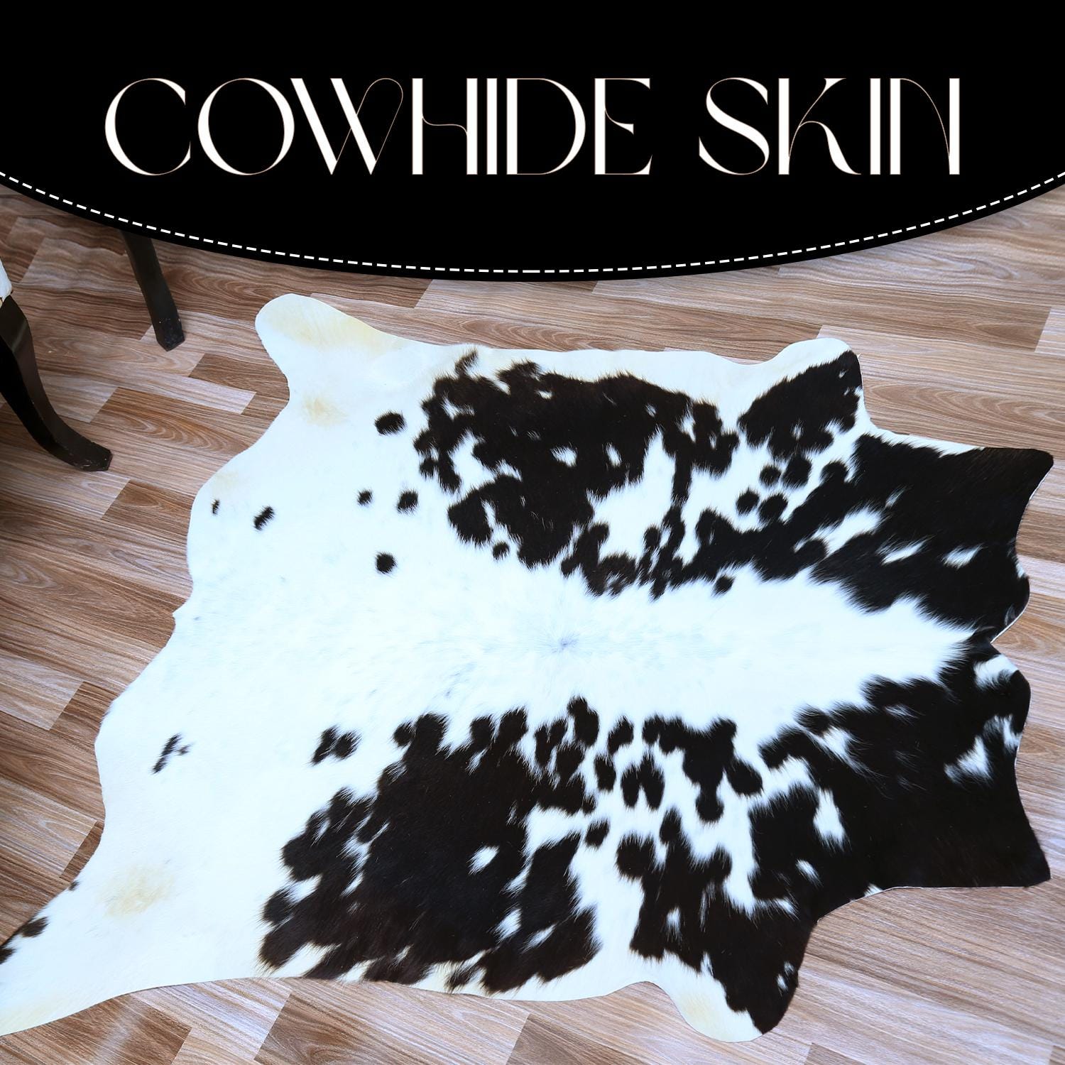 Luxurious Dark Brown & White Cowhide Rug - Small Animal Print, Hypoallergenic, Non-Slip Suede Back, Handcrafted - Durable
