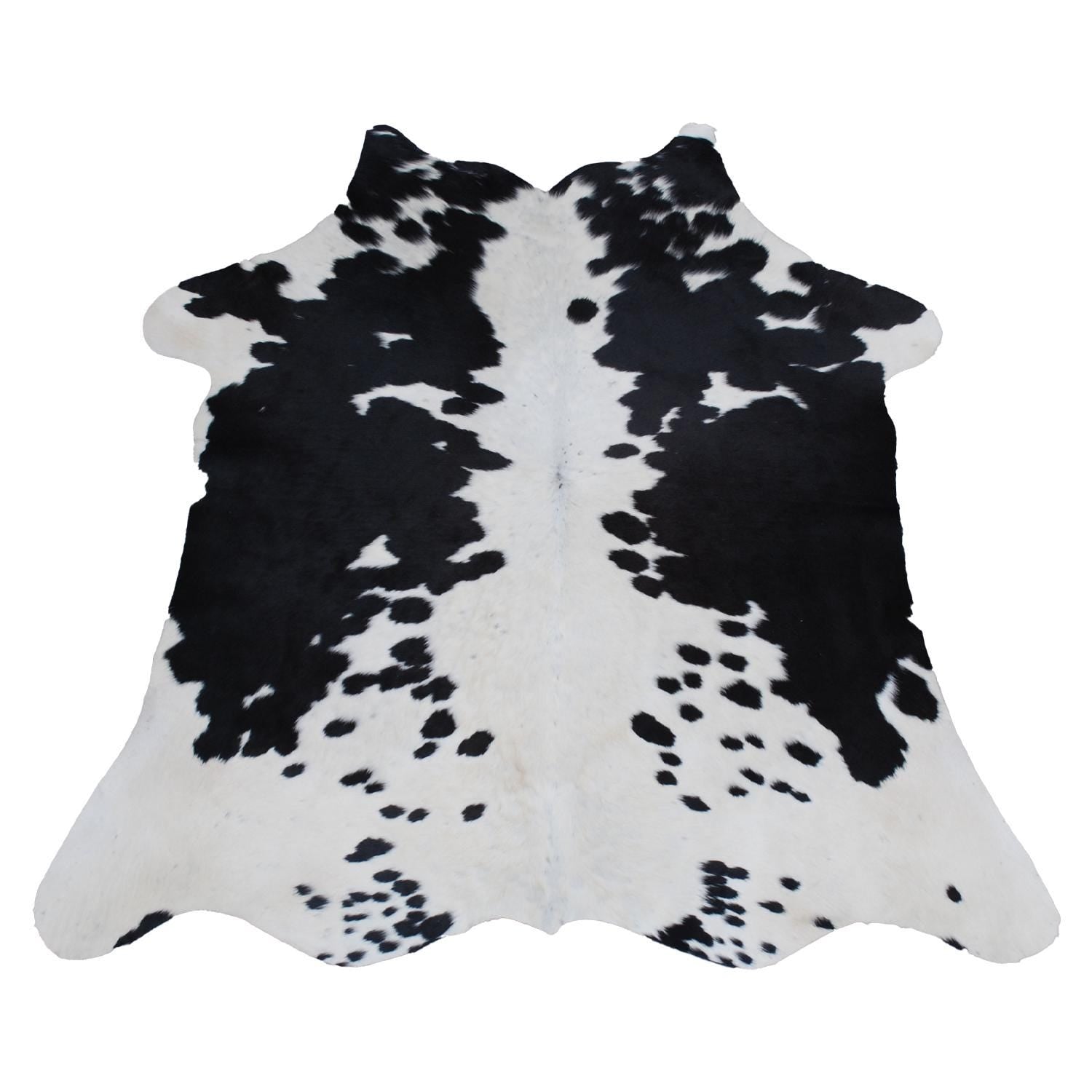 Luxurious Natural Dark Brown and White Small Animal Print Cowhide Rug with Hypoallergenic and Non-Slip Backing - Free Shipping UK