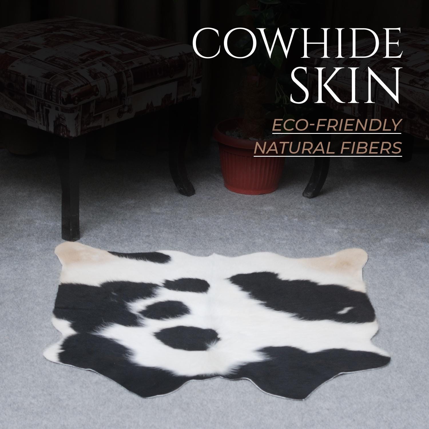 Luxurious Small Animal Print Cowhide Rug - Hypoallergenic, Non-Slip, Non-Shedding - Handcrafted from Premium Hides - Free Shipping in UK