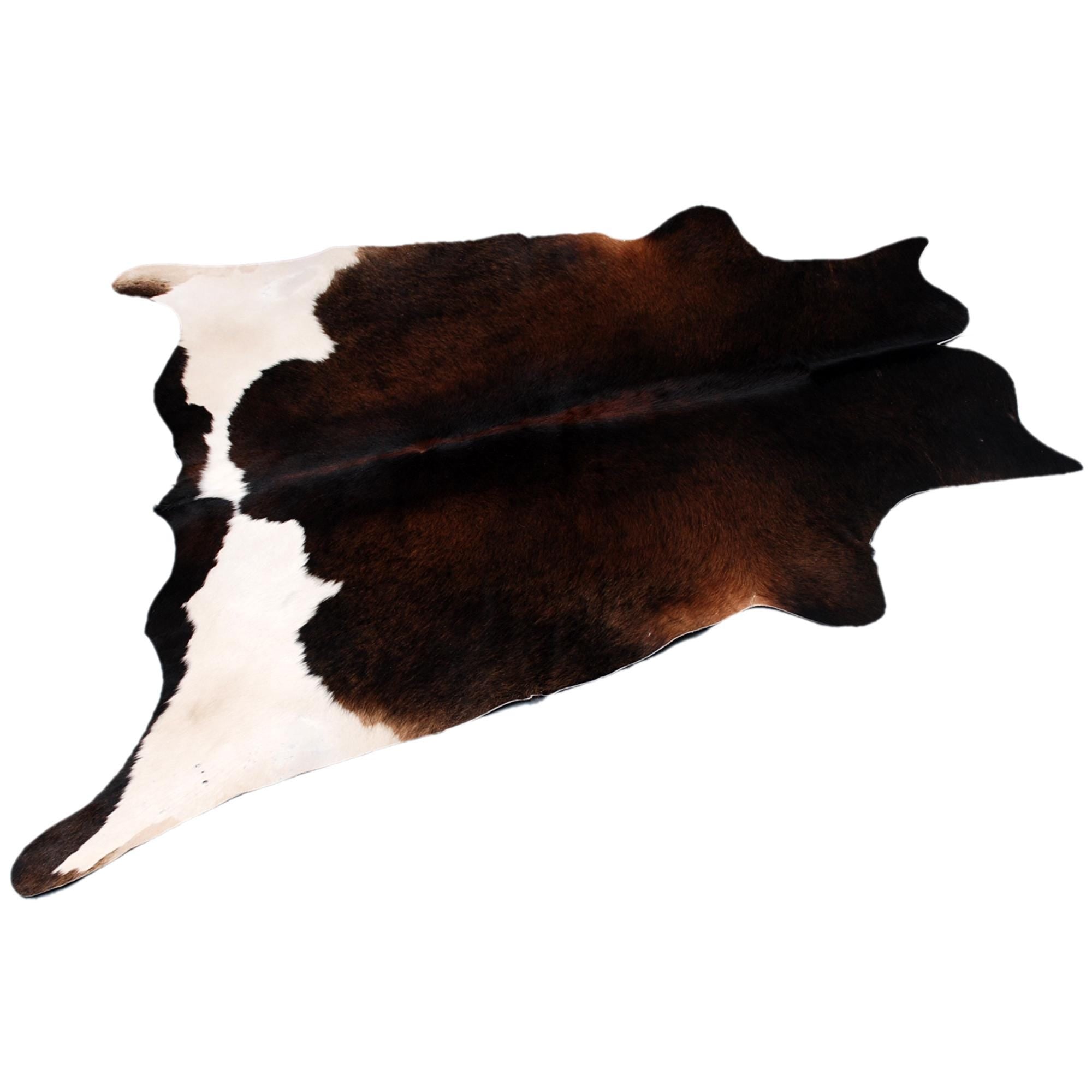 Exquisite Dark Brown and White Cowhide Rug for Elegant Living Room Decor - Small Size, Hypoallergenic, Non-Shedding, Free UK Shipping