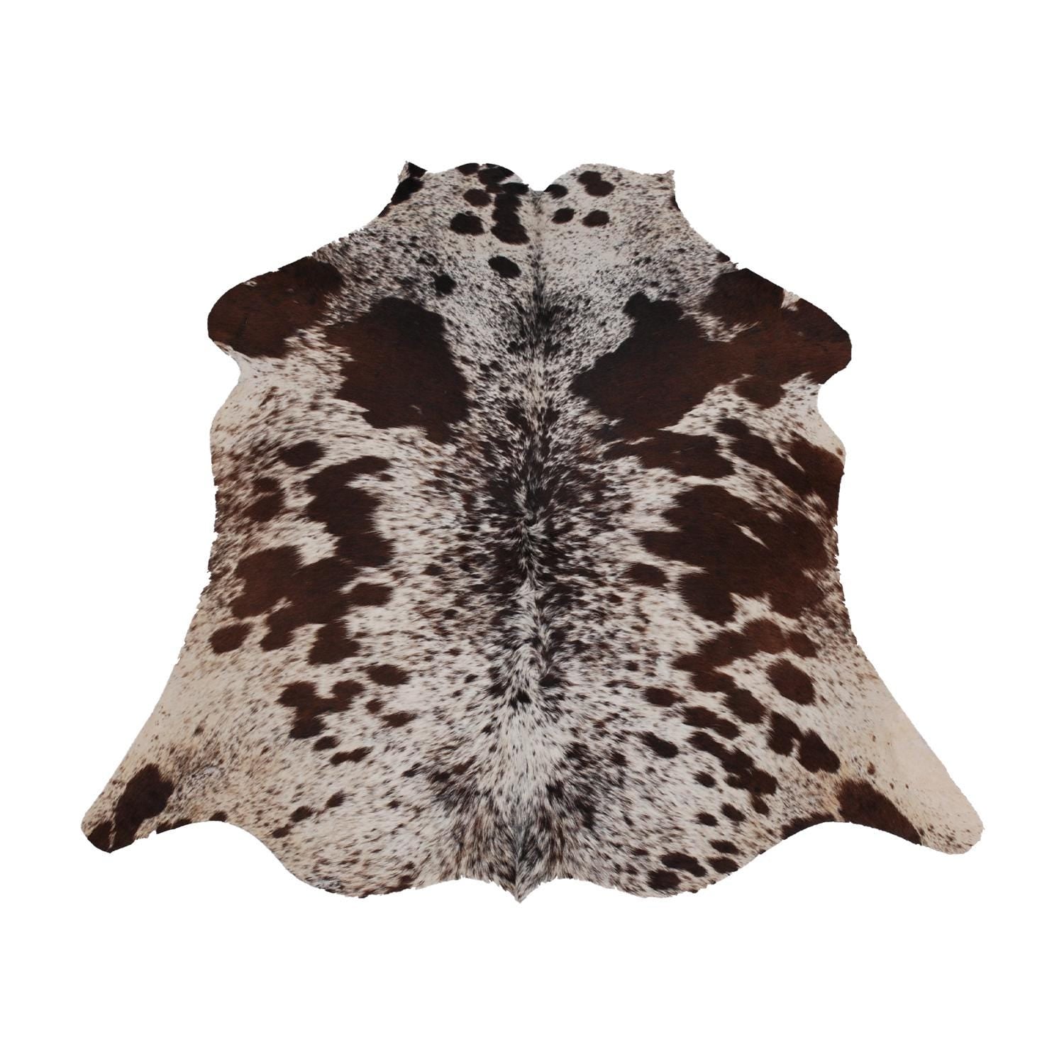 Luxurious Dark Brown and White Small Animal Pattern Cowhide Rug - Hypoallergenic, Non-Slip, Non-Shedding - Free UK Shipping
