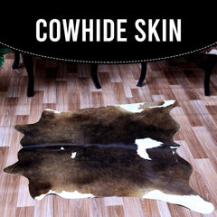 Luxurious Dark Brown and White Cowhide Rug Hypoallergenic Small Animal Print Non-Slip Soft Hide for Home Decor - Free UK Shipping