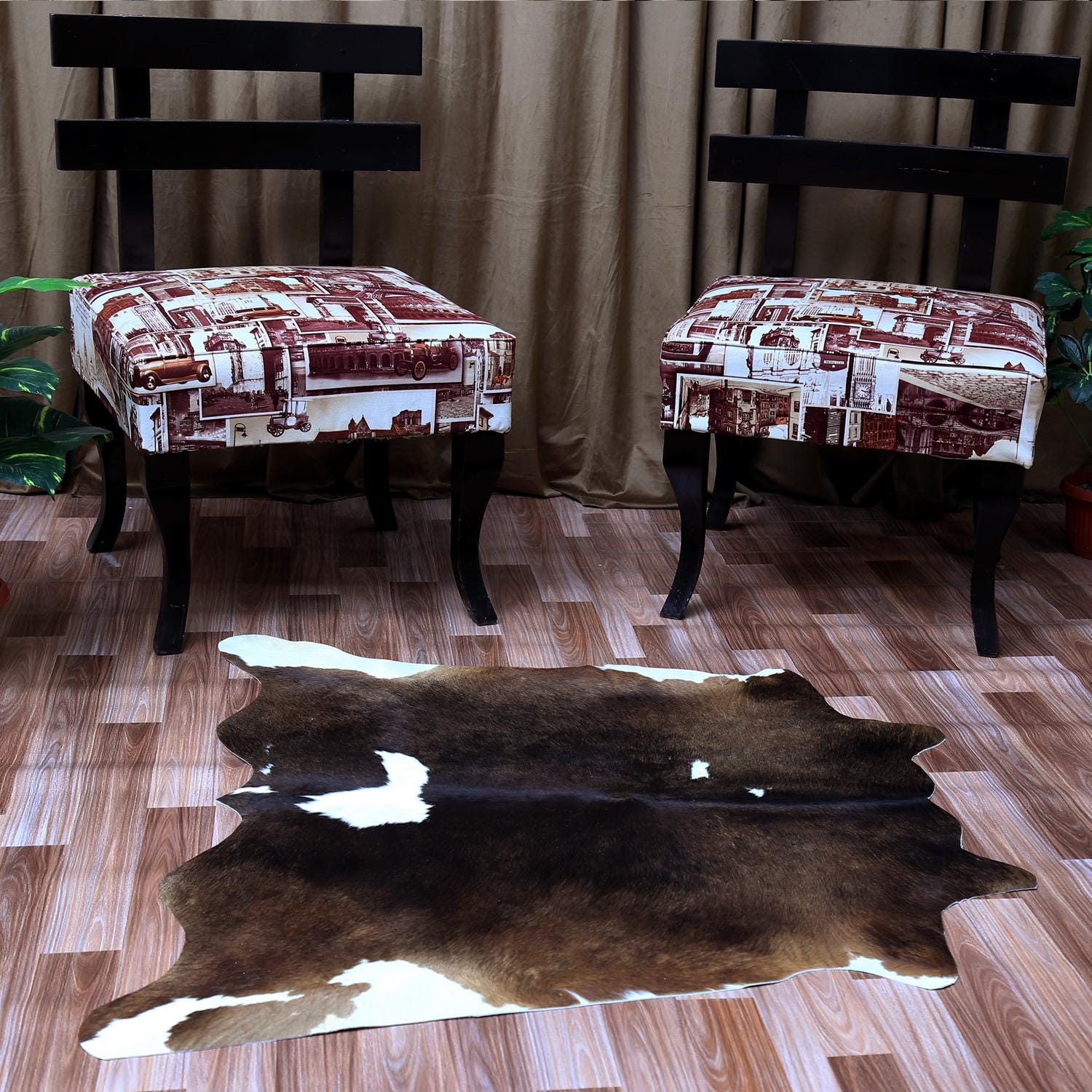 Luxurious Dark Brown and White Cowhide Rug Hypoallergenic Small Animal Print Non-Slip Soft Hide for Home Decor - Free UK Shipping