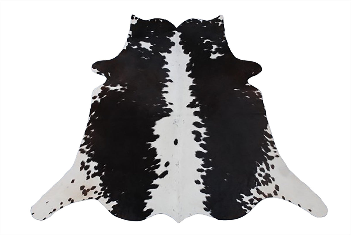 Luxury Dark Brown & White Cowhide Rug - Hypoallergenic, Non-Slip Backing, Handcrafted Medium Cow Skin Rug for Modern Home Decor