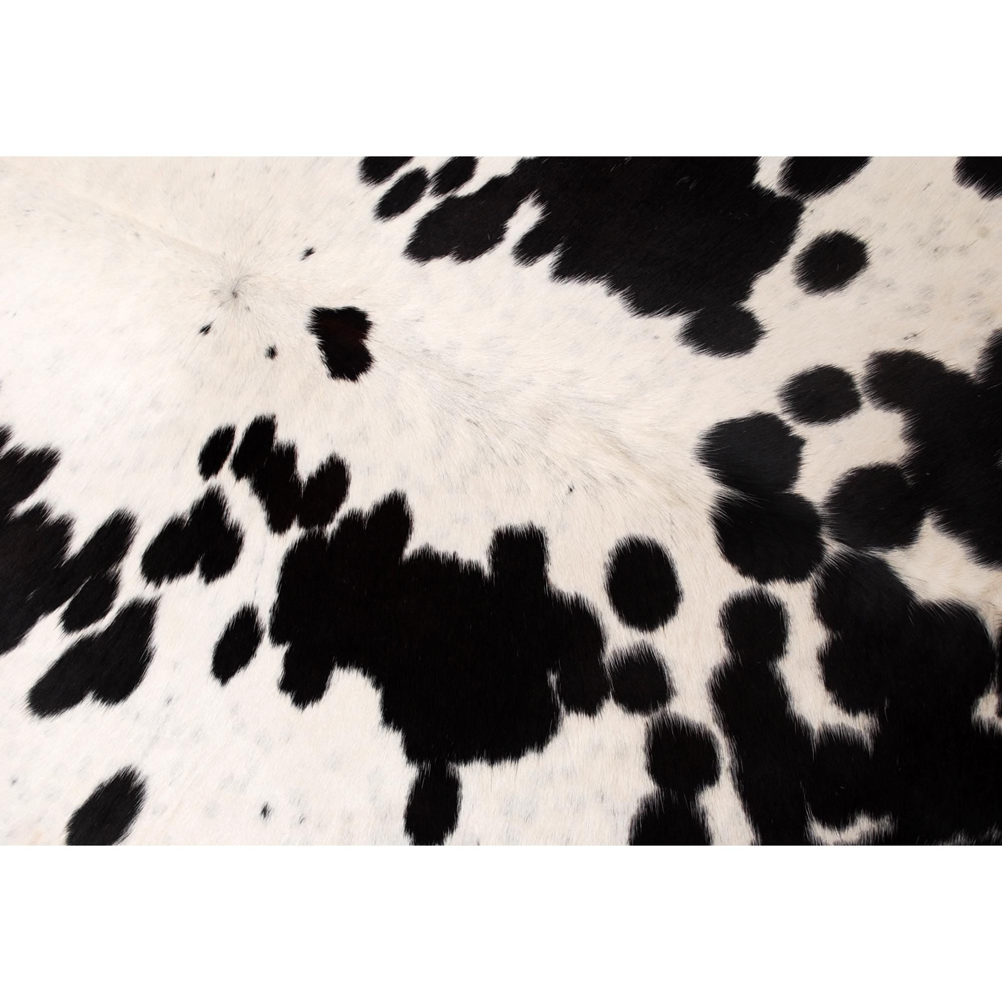 Luxurious Dark Brown and White Cowhide Rug - Medium Size, Handcrafted, Hypoallergenic, Durable, One-of-a-Kind Unique Markings