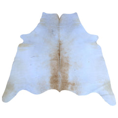Luxurious Medium Brown and White Cowhide Rug - Hypoallergenic, Non-Slip Backing, Handcrafted, Unique Markings - Perfect for Bedroom/Living