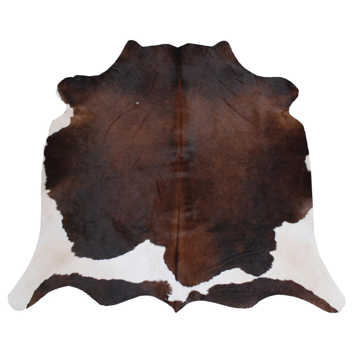 Luxurious Dark Brown & White Cowhide Rug - Hypoallergenic Medium Size Rug with Non-Slip Backing for Modern Home Decor