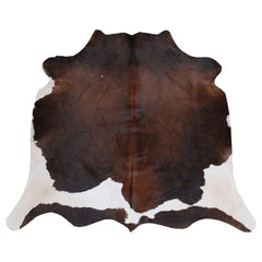 Luxurious Dark Brown & White Cowhide Rug - Hypoallergenic Medium Size Rug with Non-Slip Backing for Modern Home Decor