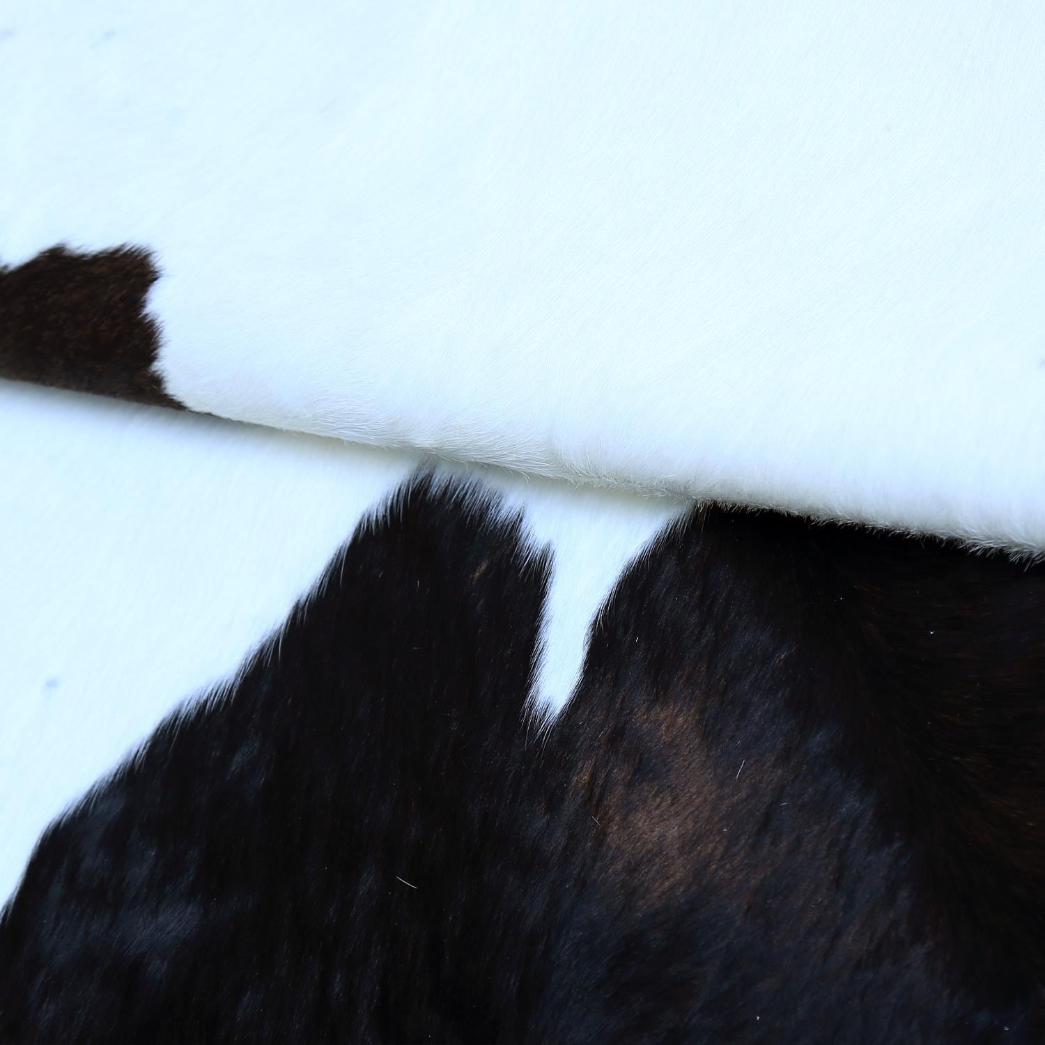 Luxury Dark Brown & White Cowhide Rug - Medium Size Hypoallergenic Area Rug with Unique Natural Beauty for Rustic Charm