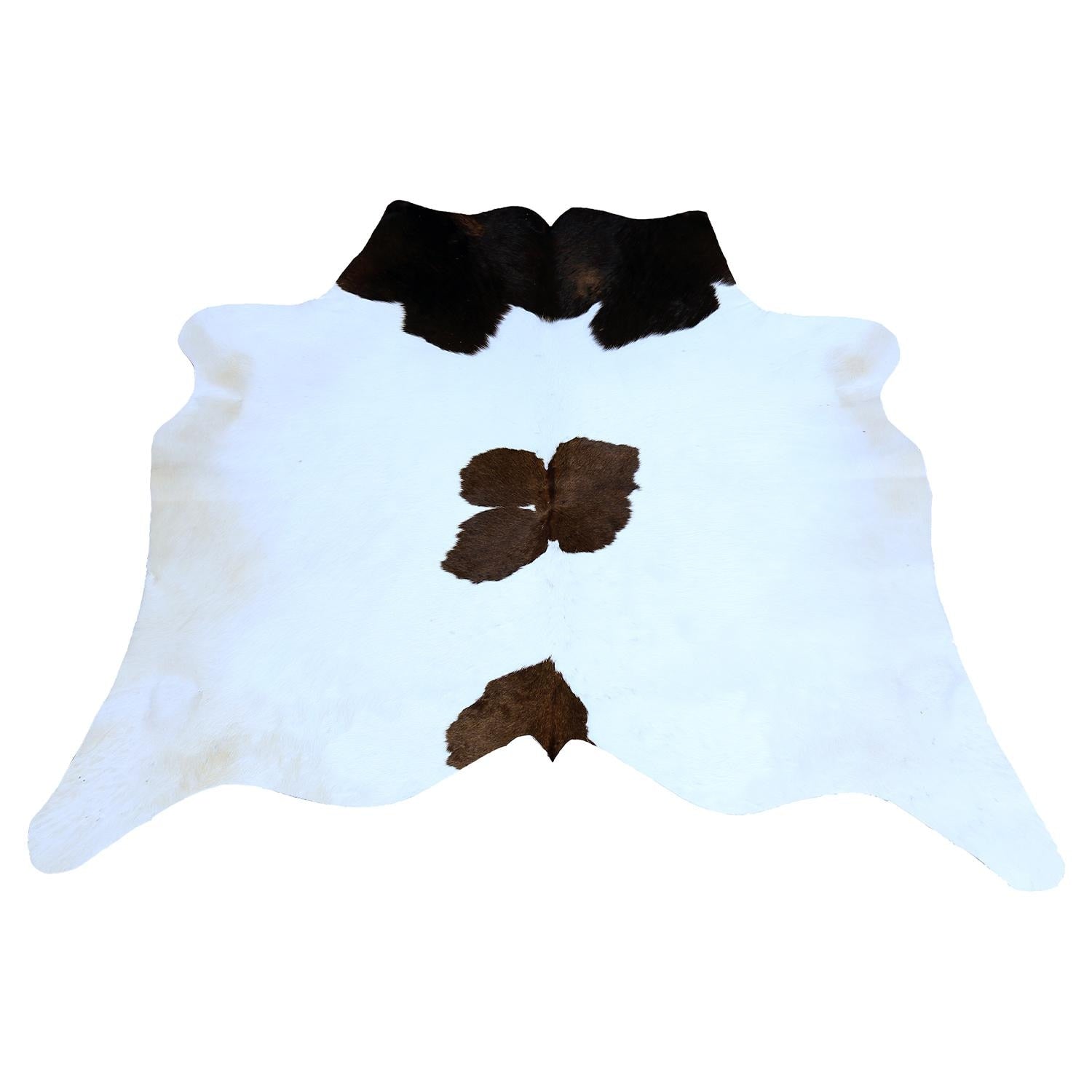 Luxury Dark Brown & White Cowhide Rug - Medium Size Hypoallergenic Area Rug with Unique Natural Beauty for Rustic Charm