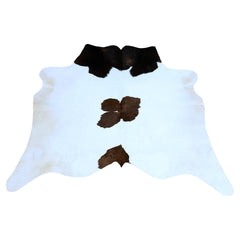 Luxury Dark Brown & White Cowhide Rug - Medium Size Hypoallergenic Area Rug with Unique Natural Beauty for Rustic Charm