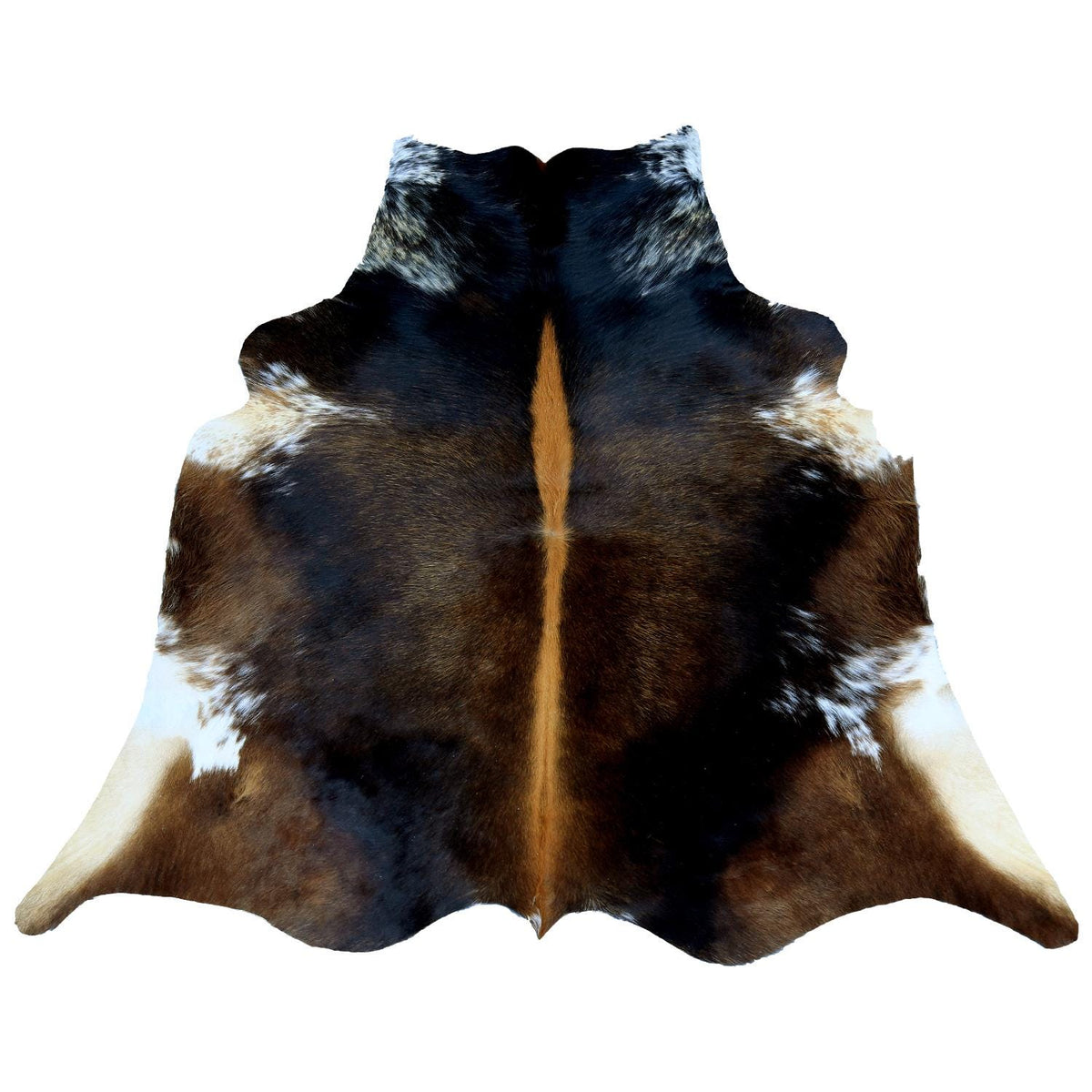 Luxurious Brown and White Cowhide Rug - Hypoallergenic, Non-Slip Back, Handcrafted Natural Hide Rug with Animal Pattern - Small Size - Free