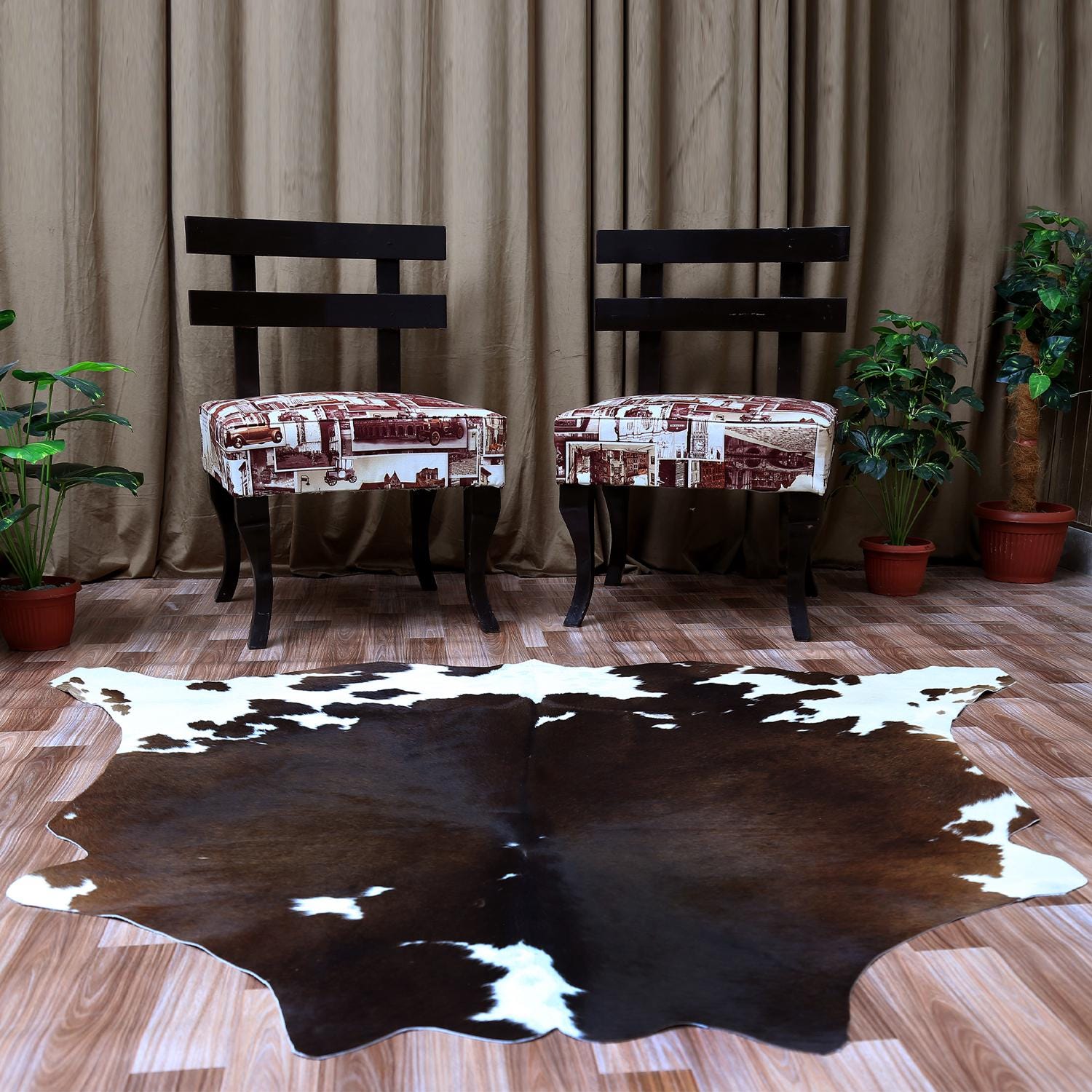 Luxury Brown & White Cowhide Rug | Non-Slip Backing | Hypoallergenic | Non-Shedding | Perfect for Bedroom - Living Room | Free Shipping in