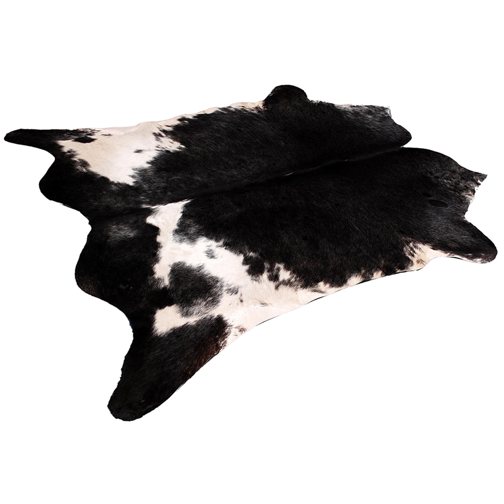 Luxury Hypoallergenic Cowhide Rug with Non-Slip Suede Back - Brown & White - Large Size - Ideal for Bedroom and Living Room - Free Shipping