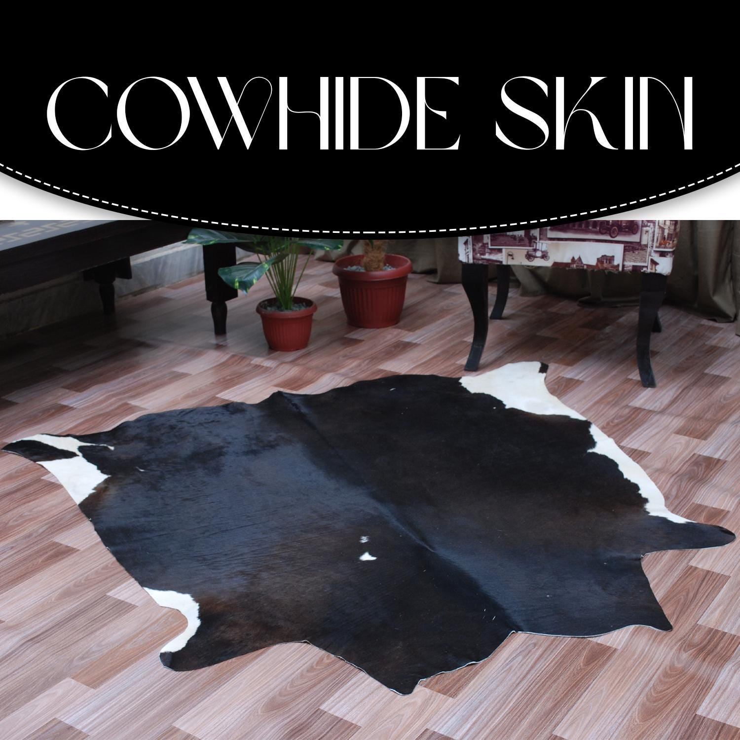 Luxury Brown & White Cowhide Rug - Large Size, Hypoallergenic, Non-Slip Back, Non-Shedding - Perfect for Upholstery - Home Decor