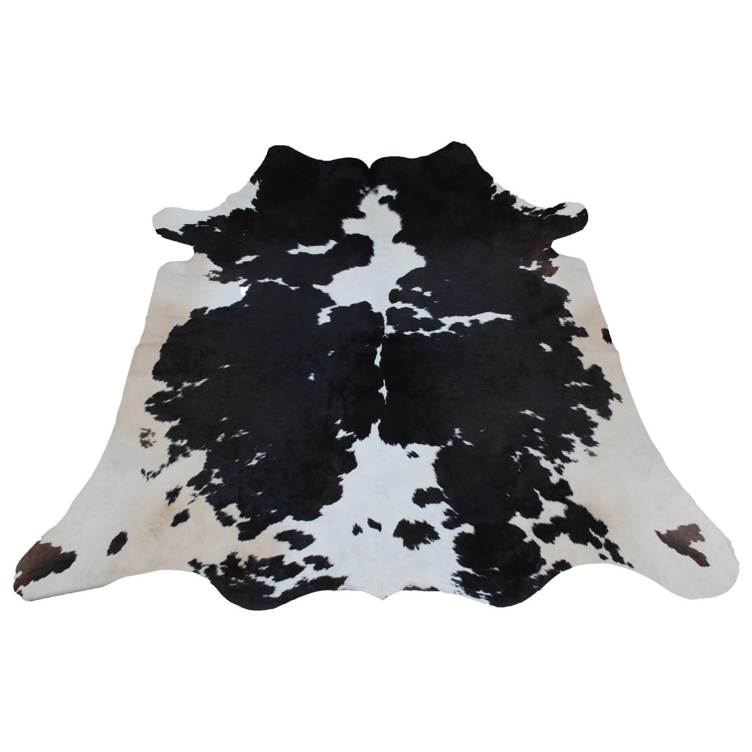 Luxurious Natural Brown & White Cowhide Rug - Hypoallergenic, Non-slippery Suede Back, Non-shedding - Ideal for Bedroom or Living Room Decor