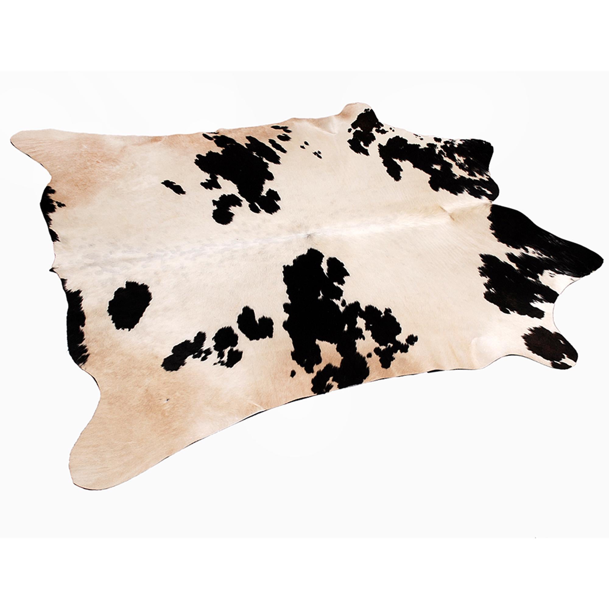 Luxury Brown and White Cowhide Rug with Non-Slip Backing - Hypoallergenic, Non-Shedding, Large Size, Perfect for Upholstery - Free Shipping!