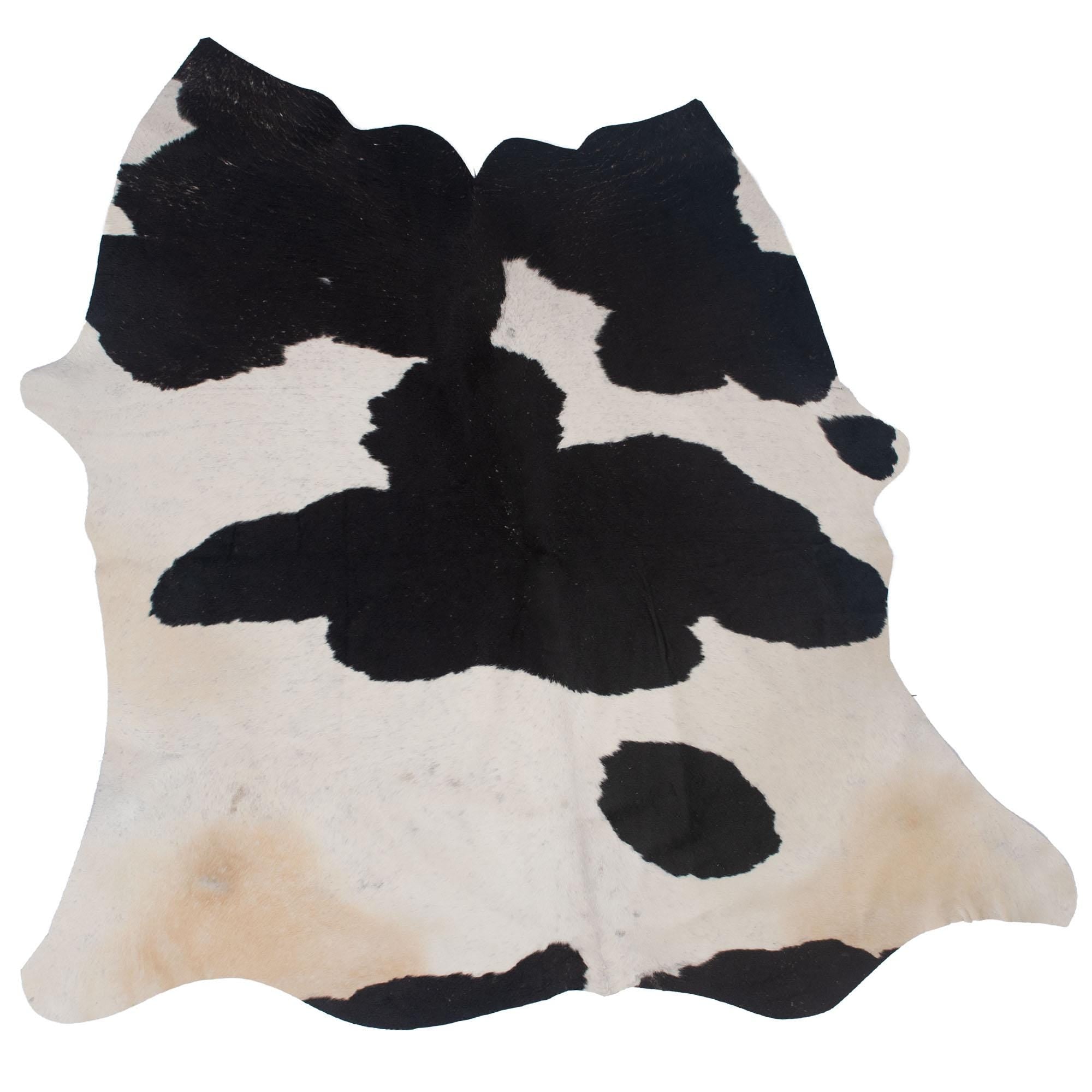 Luxury Brown & White Cowhide Rug - Hypoallergenic - Non-Slippery Suede Back - Durable - Versatile Area Rug for Bedroom or Living Room