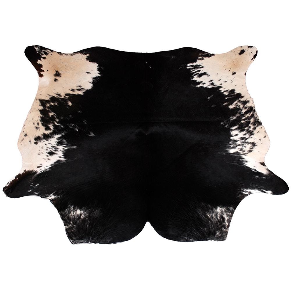 Handpicked Large Animal Print Cowhide Rug with Non-Slip Backing - Hypoallergenic & Luxurious Black - White Centre Piece for Bedroom - Celestial Leather Limited