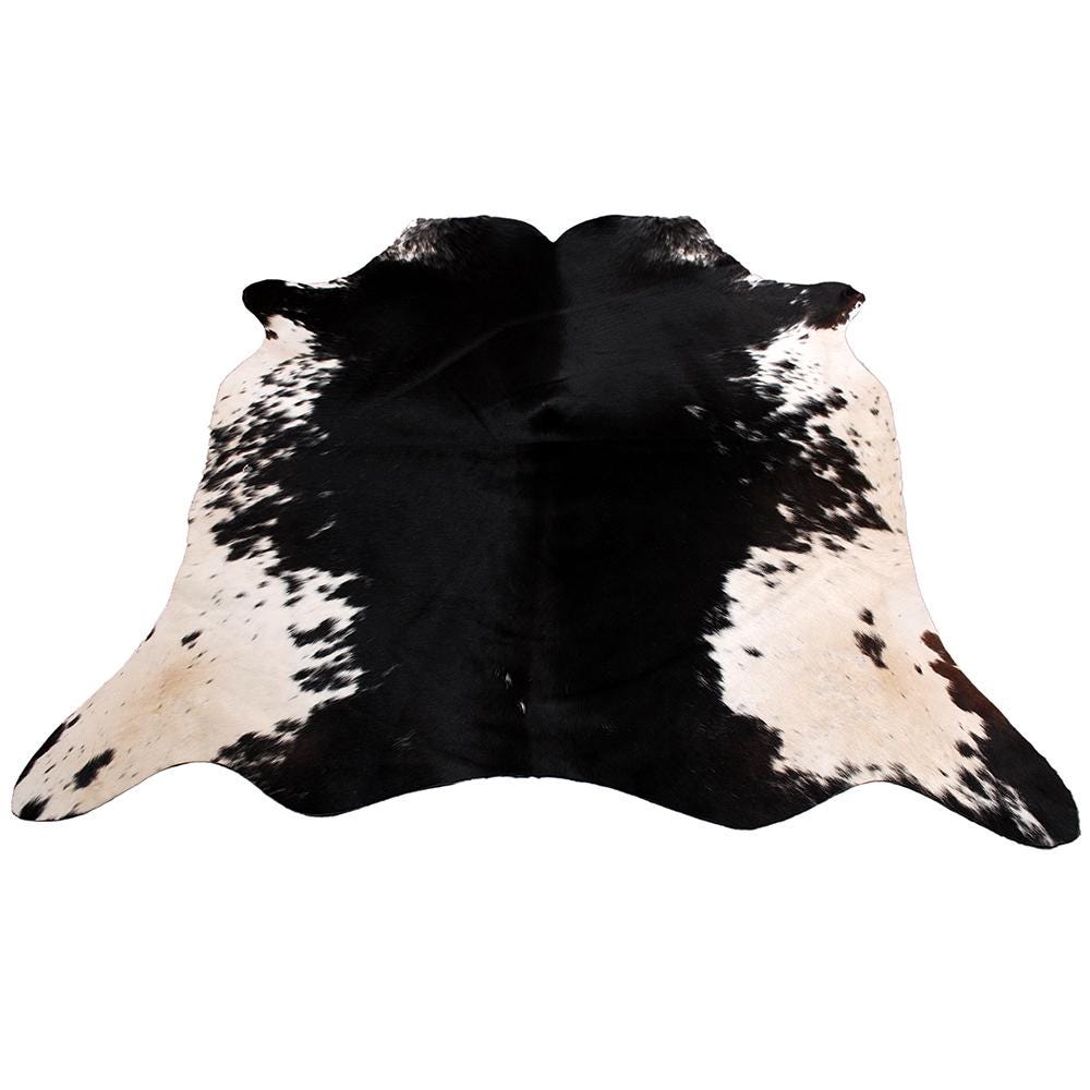 Handpicked Large Animal Print Cowhide Rug with Non-Slip Backing - Hypoallergenic & Luxurious Black - White Centre Piece for Bedroom - Celestial Leather Limited